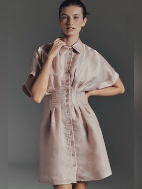 Anthropologie Tobie Organza Mini Shirt Dress by Exquise NWT size PL